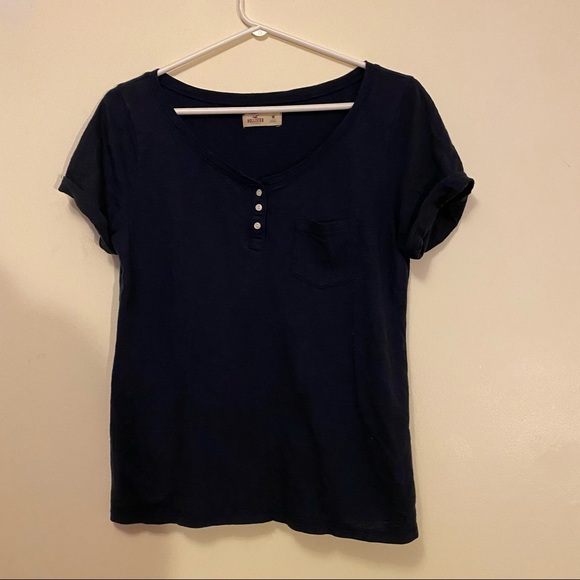 Hollister Navy Scoop Neck Tee M - Picture 2 of 6